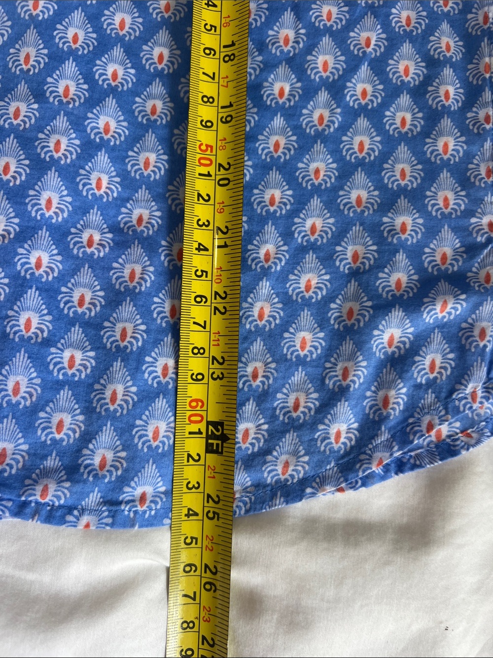 Talbots Blue Printed Long-Sleeve Popover Blouse petite medium - Picture 7 of 7
